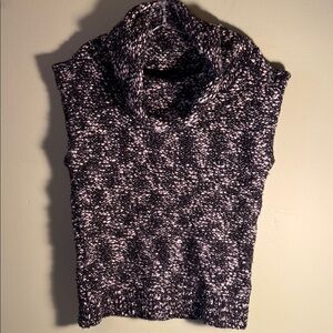 Ann Taylor Black & White Marled Sleeveless Cowl Sweater